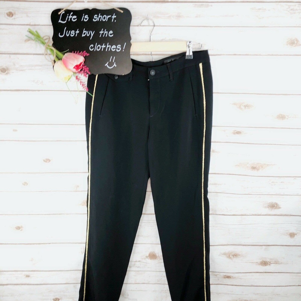 rag & bone Black Pants with Gold Trim